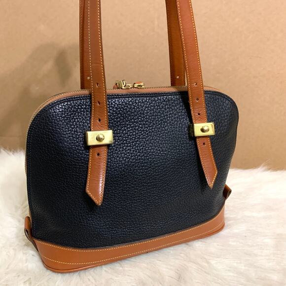DOONEY & BOURKE Vintage All-Weather-Leather Black/Tan METRO ZIP ZIP Dome Handbag - Picture 11 of 16
